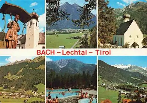 AK / Ansichtskarte 73969574 Bach_Lechtal_Tirol_AT Kirche Panorama Kapelle Schwimmbad