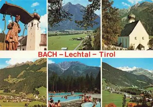 AK / Ansichtskarte  Bach_Lechtal_Tirol_AT Kirche Panorama Kapelle Schwimmbad