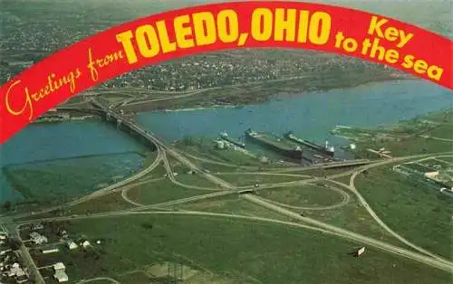 AK / Ansichtskarte  Toledo_Ohio Craig Memorial Bridge aerial view