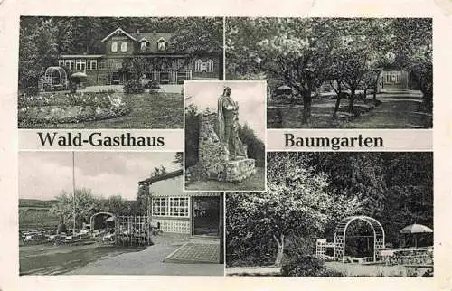AK / Ansichtskarte 73969662 Bistensee_Schleswig-Holstein Waldgasthaus Baumgarten Denkmal Garten