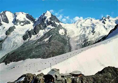 AK / Ansichtskarte  Corvatsch_Silvaplana_GR Corvatsch-Luftseilbahn mit Berninagruppe Gebirgspanorama