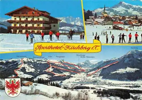 AK / Ansichtskarte  Kirchberg_Tirol_AT Sporthotel Wintersportplatz Alpen uebersicht Skigebiet