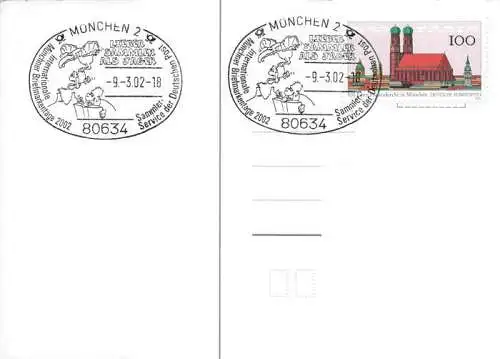 AK / Ansichtskarte 73969830 Muenchen Muenchner Phillumenisten Int. Briefmarkentag Sonderstempel Kuenstlerkarte