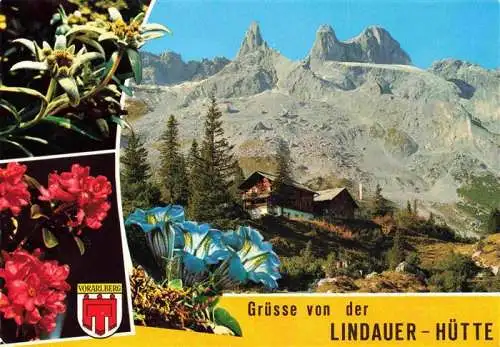 AK / Ansichtskarte 73969842 Lindauerhuette_1770m_Gauertal_Vorarlberg_AT Berghuette mit 3 Tuerme Alpenflora