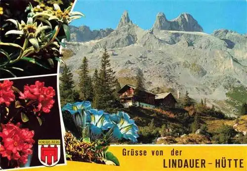 AK / Ansichtskarte  Lindauerhuette_1770m_Gauertal_Vorarlberg_AT Berghuette mit 3 Tuerme Alpenflora