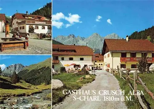 AK / Ansichtskarte  S-charl_GR Gasthaus Crusch Alba Landschaftspanorama Alpen