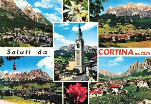 AK / Ansichtskarte  Cortina_d_Ampezzo_IT Teilansichten Kirche Alpen Alpenflora