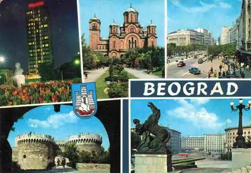 AK / Ansichtskarte 73969936 Beograd_Belgrad_Serbija Teilansichten Stadtzentrum Festung Denkmal Hochhaus Kirche