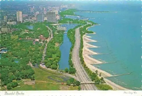 AK / Ansichtskarte  CHICAGO__Illinois_USA Sandy beaches aerial view