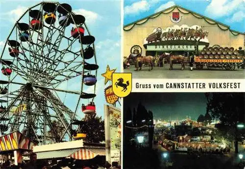 AK / Ansichtskarte 73970095 Bad_Cannstatt Canstatter Volksfest Riesenrad Dinkelacker Halle Nachtansicht