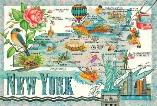 AK / Ansichtskarte  NEW_YORK_City_USA Capital Albany Area Motto Excelsior Ever Upward Flower Rose Tree Sugar Maple 