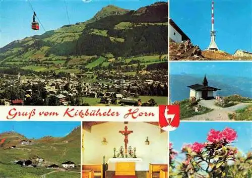 AK / Ansichtskarte 73970163 Kitzbueheler-Horn_Tirol_AT Panorama Sendemast Kapelle Inneres Alpenflora