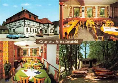 AK / Ansichtskarte  Stettfeld_Unterfranken Gaststaette Straetz Gastraum Biergarten
