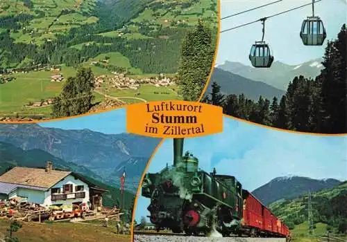 AK / Ansichtskarte 73970351 Stumm_Zillertal_AT Bergrestaurant Dampflokomotive Bergbahn Panorama Blick ins Tal