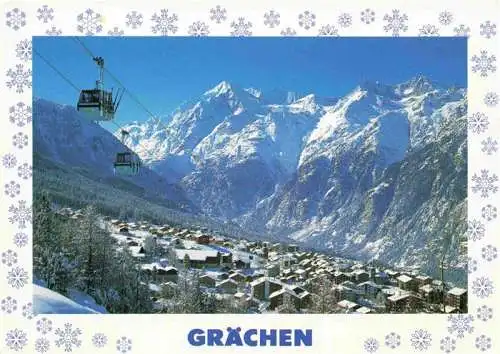 AK / Ansichtskarte  Graechen_VS Panorama Blick gegen Weisshorn Bishorn Barrhoerner Walliser Alpen Bergbahn