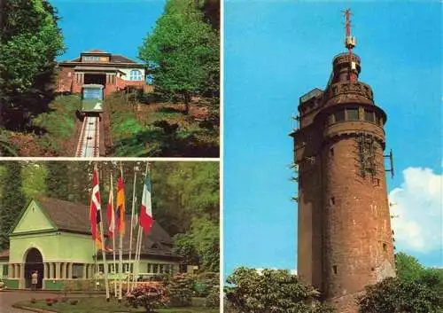 AK / Ansichtskarte 73970364 BADEN-BADEN Merkur Bergbahn Standseilbahn Tal- und Bergstation Aussichtsturm