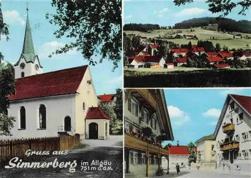 AK / Ansichtskarte  Simmerberg_Weiler-Simmerberg Motive Ortszentrum Kirche Panorama