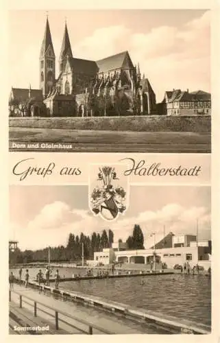 AK / Ansichtskarte  Halberstadt Dom und Gleimhaus Sommerbad Freibad