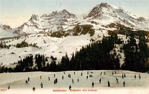 AK / Ansichtskarte  Adelboden_BE Eisbahn Wintersportplatz Blick gegen Lohner Berner Alpen