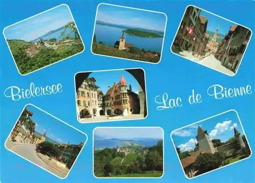 AK / Ansichtskarte  Bienne_Biel Panorama Bielersee Ortszentrum Schloss