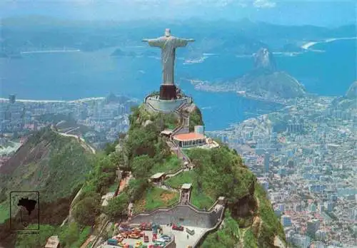 AK / Ansichtskarte  RIO_DE_JANEIRO_Brazil Aerial View Christ Redeemer