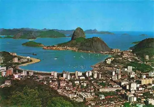 AK / Ansichtskarte  RIO_DE_JANEIRO_Brazil Aerial View of Botafogo bay and Sugar Loaf