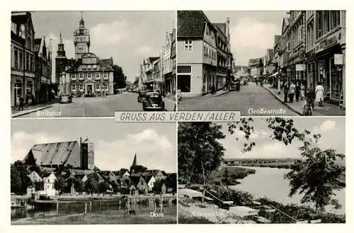 AK / Ansichtskarte  Verden_Aller Rathaus Grossestrasse Dom Partie an der Aller