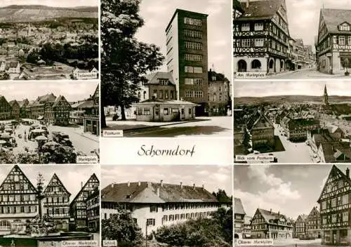 AK / Ansichtskarte 73970891 Schorndorf__Wuerttemberg Teilansichten Postturm Marktplatz Altstadt Fachwerkhaeuser Schloss