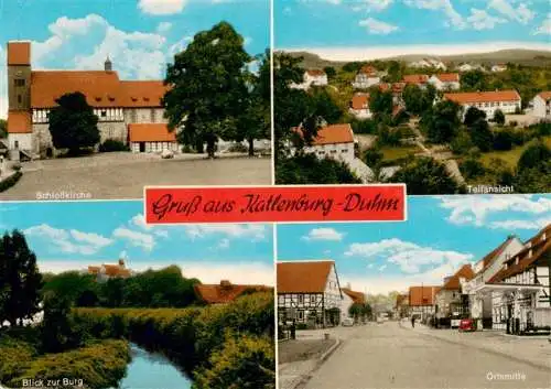 AK / Ansichtskarte  Duhm_Katlenburg-Lindau_Niedersachsen Schlosskirche Teilansicht Partie am Bach Burg Ortsmitte