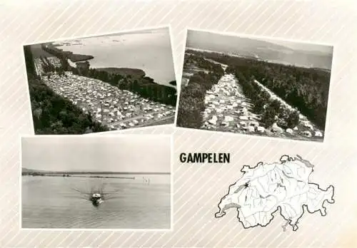AK / Ansichtskarte  Gampelen_BE Campingplatz Luftaufnahmen Neuenburgersee