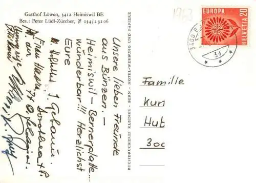 AK / Ansichtskarte  Heimiswil Gasthof Loewen 600 Jahre Jubilaeum Bernerplatte aus dem Kupferkessel