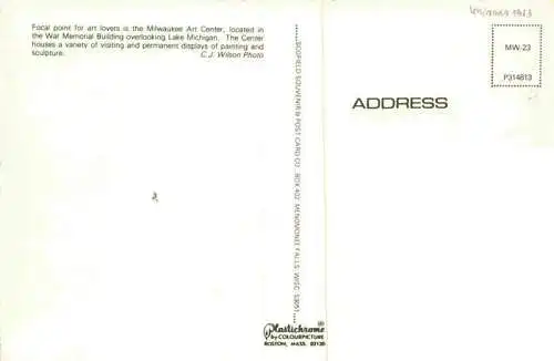 AK / Ansichtskarte  Milwaukee__Wisconsin_USA Art Centre Aerial view