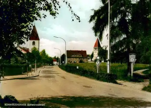 AK / Ansichtskarte  Schwarzenbruck_Bayern Hauptstrasse Ortseinfahrt Kirche