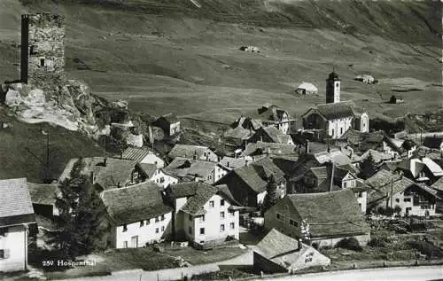 AK / Ansichtskarte  Hospenthal_Hospental_UR Ortsansicht mit Kirche und Burgruine