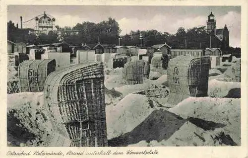 AK / Ansichtskarte  STOLPMueNDE_Ostseebad_USTKA_Pommern_PL Strand unterhalb dem Konzertplatz