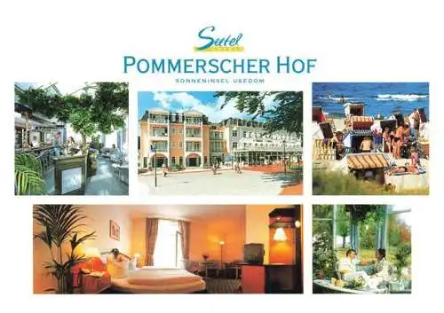 AK / Ansichtskarte 73971657 HERINGSDORF__Ostseebad_Usedom Seetol Pommerscher Hof Gastraeume Zimmer Strand