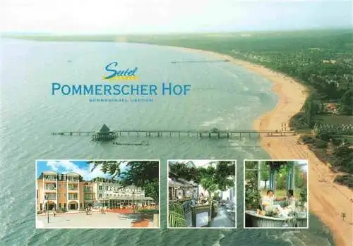 AK / Ansichtskarte  HERINGSDORF__Ostseebad_Usedom Fliegeraufnahme Seetol Pommerscher Hof Gastraeume Strand