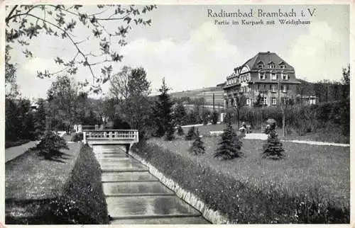 AK / Ansichtskarte 73971784 Bad_Brambach Radiumbad Partie im Kurpark mit Weidighaus