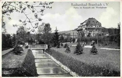 AK / Ansichtskarte  Bad_Brambach Radiumbad Partie im Kurpark mit Weidighaus