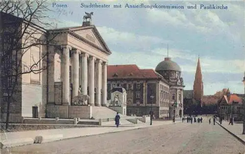 AK / Ansichtskarte  Posen__POZNAN_PL Stadttheater mit Ansiedlungskommission und Paulikirche