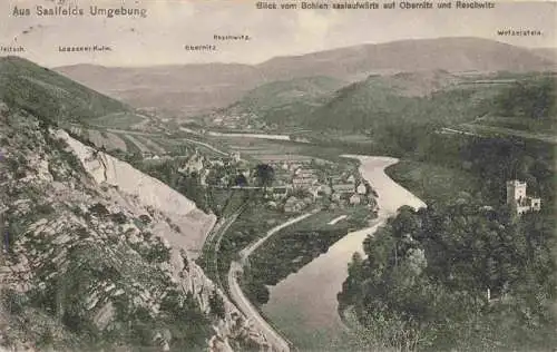 AK / Ansichtskarte  Saalfeld_Saale_Thueringen Panorama Blick vom Bohlen saalaufwaerts auf Obernitz und Reschwitz