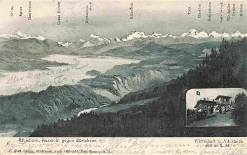 AK / Ansichtskarte  Albishorn_915m_ZH Bergwirtschaft zum Albishorn Aussicht gegen Zuerichsee Alpenpanorama