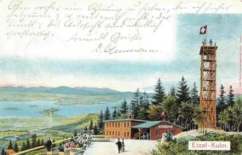 AK / Ansichtskarte  Etzel-Kulm_1098m_SZ Bergwirtschaft Aussichtsturm Fernsicht Seeblick Zuerichsee