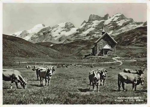 AK / Ansichtskarte  Melchsee-Frutt Kapelle mit Titlis Viehweide Kuehe