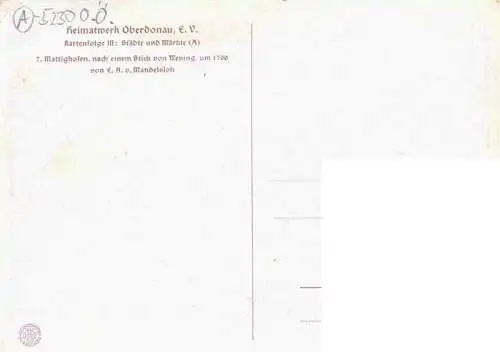 AK / Ansichtskarte 73972071 Mattighofen_Innviertel_Oberoesterreich_AT Gesamtansicht Heimatwerk Oberdonau e.V. Kartenfolge III Staedte und Maerkte Stich von Wening Kuenstlerkarte