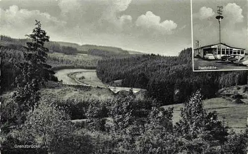 AK / Ansichtskarte 73972092 Toepen_Hof_Bayern Grenzbruecke Landschaftspanorama Raststaette