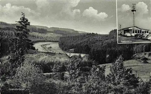 AK / Ansichtskarte  Toepen_Hof_Bayern Grenzbruecke Landschaftspanorama Raststaette