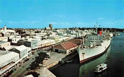 AK / Ansichtskarte 73972098 Hamilton_Bermuda View of the City with City Hall Bermuda Cathedral and Hamilton docks