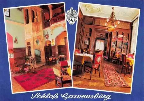 AK / Ansichtskarte 73972153 Zueschen_Fritzlar Schloss Garvensburg Hotel Restaurant Cafe Halle mit Treppenaufgang Bibliothek