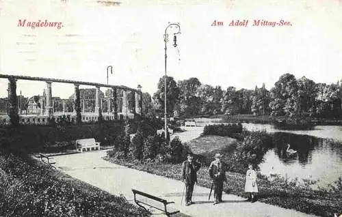 AK / Ansichtskarte  Magdeburg Partie am Adolf-Mittag-See